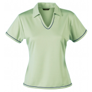 COOL DRY S/S 1110B LADIES S/S POLOS Sage Green/Navy Size 12 Stock Clearance