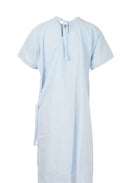 SEERSUCKER GOWN WITH SHOULDER STUDS