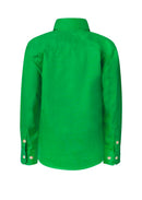 KIDS LIGHTWEIGHT LONG SLEEVE HALF PLACKET COTTON DRILL SHIRT WITH CONTRAST BUTTONS WSK131