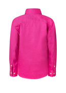 KIDS LIGHTWEIGHT LONG SLEEVE HALF PLACKET COTTON DRILL SHIRT WITH CONTRAST BUTTONS WSK131