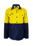 KIDS LIGHTWEIGHT TWO TONE LONG SLEEVE COTTON DRILL SHIRT WSK127