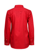 LADIES LIGHTWEIGHT LONG SLEEVE HALF PLACKET COTTON DRILL SHIRT WITH CONTRAST BUTTONS WSL505
