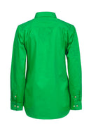 LADIES LIGHTWEIGHT LONG SLEEVE HALF PLACKET COTTON DRILL SHIRT WITH CONTRAST BUTTONS WSL505