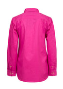 LADIES LIGHTWEIGHT LONG SLEEVE HALF PLACKET COTTON DRILL SHIRT WITH CONTRAST BUTTONS WSL505