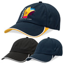 Brushed Heavy Cotton Cap with Indented Peak Black/White/Gold