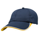 Brushed Heavy Cotton Cap with Indented Peak Black/White/Gold