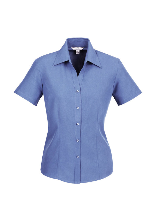 Ladies Plain Oasis Short Sleeve Shirt LB3601 Mid Blue Size 18 Stock Clearance