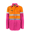KIDS LIGHTWEIGHT TWO TONE LONG SLEEVE COTTON DRILL SHIRT WITH CSR REFLECTIVE TAPE WSK125