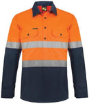 HI VIS TWO TONE HALF PLACKET COTTON DRILL SHIRT WITH SEMI GUSSET SLEEVES AND CSR REFLECTIVE TAPE WS6033