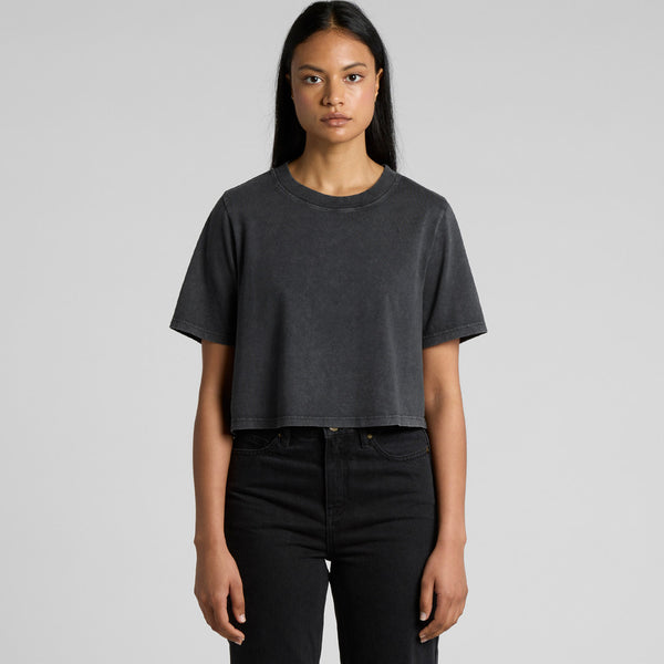 Wo's Stone Wash Heavy Crop Tee 4086