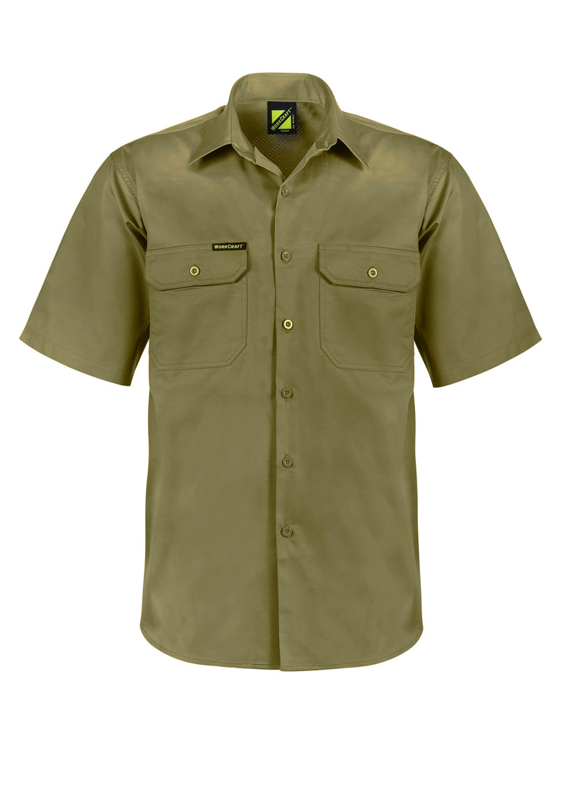 LIGHTWEIGHT SHORT SLEEVE VENTED COTTON DRILL SHIRT WS40112