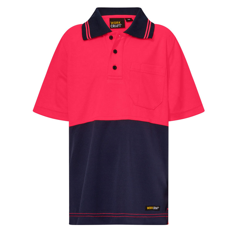 HI VIS TWO TONE SHORT SLEEVE MICROMESH POLO WITH POCKET WSP201