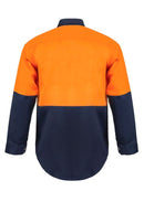 HI VIS TWO TONE LONG SLEEVE COTTON DRILL SHIRT WITH PRESS STUDS WS3032