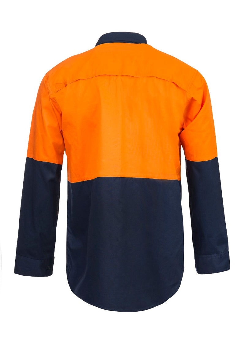 LIGHTWEIGHT HI VIS TWO TONE LONG SLEEVE VENTED COTTON DRILL SHIRT WS4247