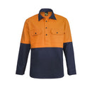 HEAVY DUTY HYBRID TWO TONE HALF PLACKET COTTON DRILL SHIRT WITH GUSSET SLEEVES WS4254