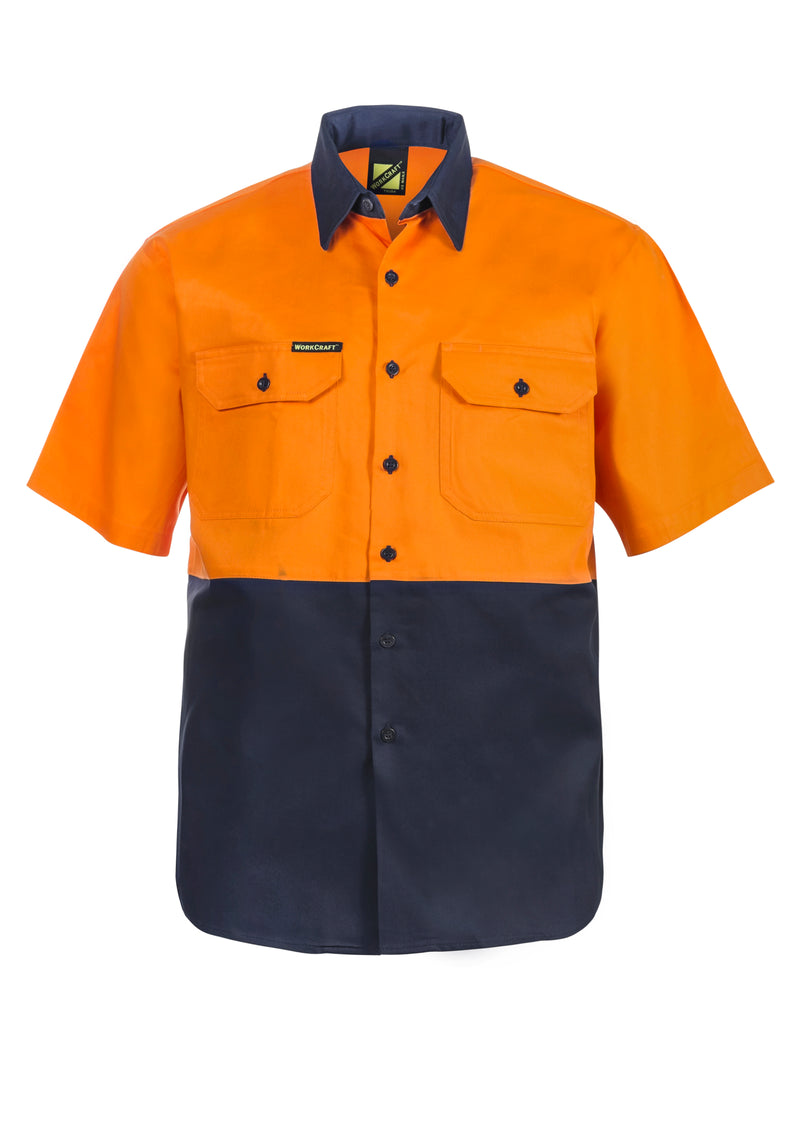 HI VIS TWO TONE SHORT SLEEVE COTTON DRILL SHIRT WS3023