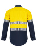 HI VIS TWO TONE LONG SLEEVE COTTON DRILL SHIRT WITH INDUSTRIAL LAUNDRY REFLECTIVE TAPE WS3028