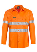 LIGHTWEIGHT HI VIS LONG SLEEVE VENTED COTTON DRILL SHIRT WITH CSR REFLECTIVE TAPE WS4131