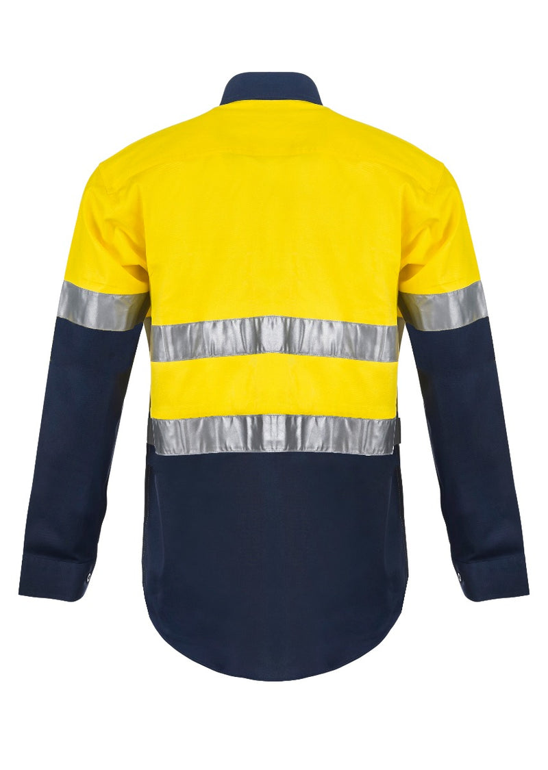 LIGHTWEIGHT HI VIS TWO TONE LONG SLEEVE VENTED COTTON DRILL SHIRT WITH CSR REFLECTIVE TAPE WS6030