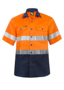 HI VIS TWO TONE SHORT SLEEVE COTTON DRILL SHIRT WITH CSR REFLECTIVE TAPE WS4001