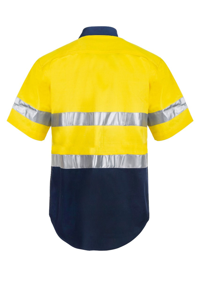 HI VIS TWO TONE SHORT SLEEVE COTTON DRILL SHIRT WITH CSR REFLECTIVE TAPE WS4001