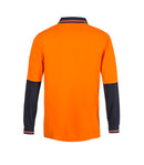 HI VIS TWO TONE LONG SLEEVE COTTON BACK POLO WITH POCKET WSP402