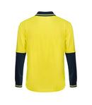HI VIS TWO TONE LONG SLEEVE COTTON BACK POLO WITH POCKET WSP402