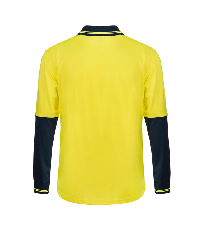 HI VIS TWO TONE LONG SLEEVE COTTON BACK POLO WITH POCKET WSP402