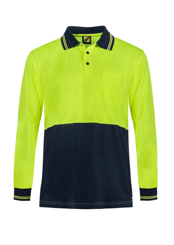 HI VIS LIGHT WEIGHT LONG SLEEVE MICROMESH POLO WITH POCKET WSP209