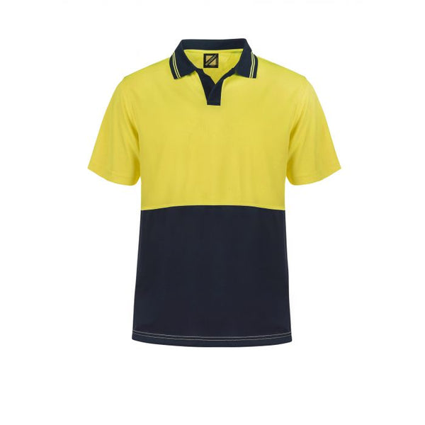 HI VIS TWO TONE FOOD INDUSTRY SHORT SLEEVE MICROMESH POLO WITH NO POCKET OR BUTTONS WSP205