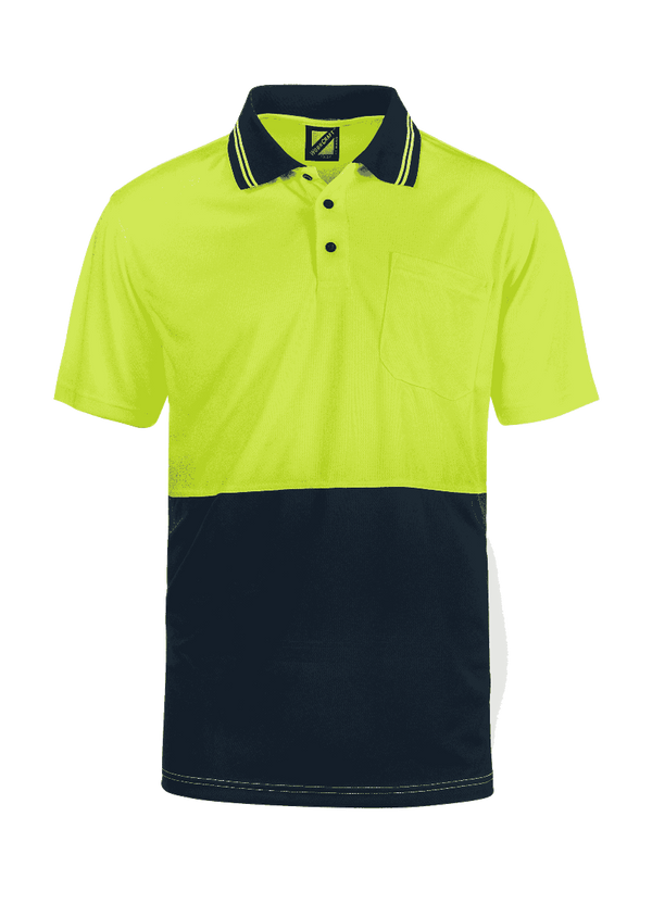 HI VIS TWO TONE SHORT SLEEVE MICROMESH POLO WITH POCKET WSP201