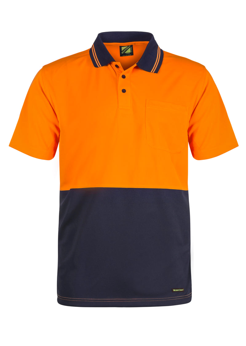 HI VIS TWO TONE SHORT SLEEVE MICROMESH POLO WITH POCKET WSP201