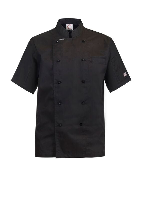 EXEC CHEF JACKET SHORT SLEEVE LIGHT WEIGHT WITH STUDS
