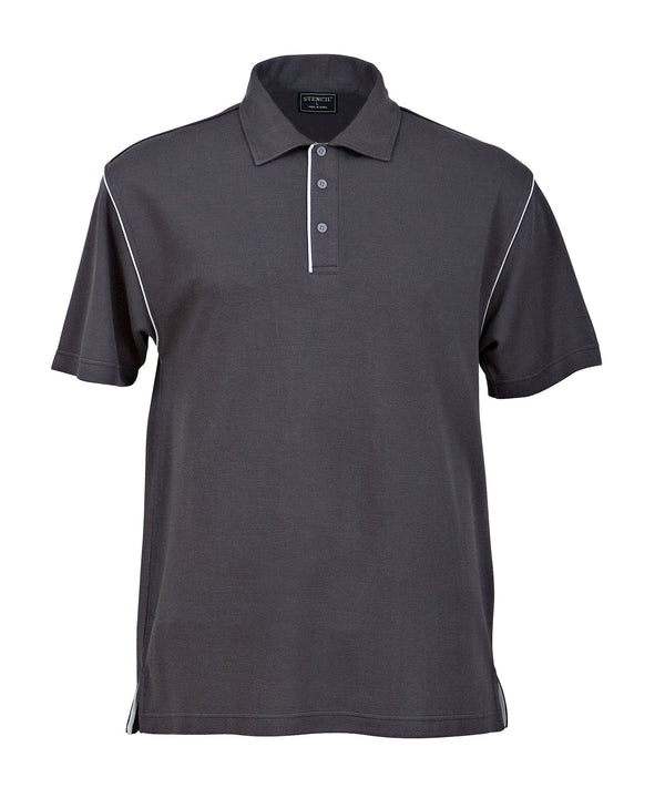 BioWeave Polo Mens 1033 Charcoal/Pale Blue Size L Stock Clearance