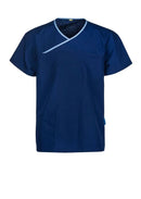 REVERSIBLE UNISEX SCRUB TOP WITH CONTRAST TRIM