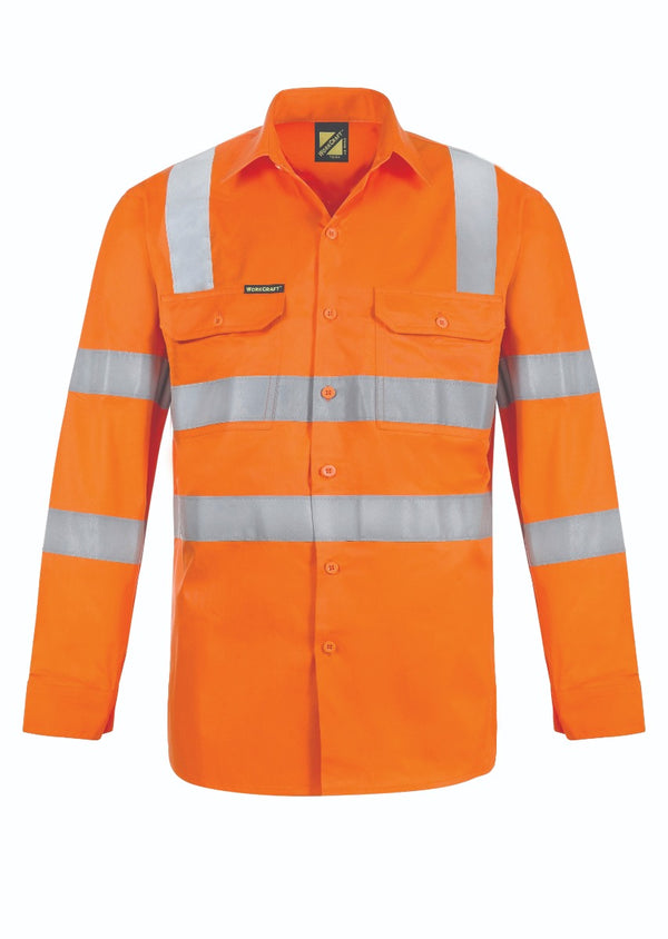 LIGHTWEIGHT HI VIS VENTED COTTON DRILL SHIRT WITH SEMI GUSSET AND SHOULDER PATTERN CSR REFLECTIVE TAPE WS6011