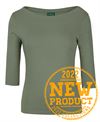 C OF C LADIES 3/4 SLEEVE BOAT NECK TEE 1BT3