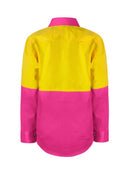 KIDS LIGHTWEIGHT TWO TONE LONG SLEEVE COTTON DRILL SHIRT WSK127