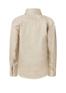 KIDS LIGHTWEIGHT LONG SLEEVE HALF PLACKET COTTON DRILL SHIRT WITH CONTRAST BUTTONS WSK131