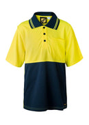 KIDS TWO TONE SHORT SLEEVE MICROMESH POLO WITH POCKET WSPK20