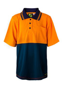 KIDS TWO TONE SHORT SLEEVE MICROMESH POLO WITH POCKET WSPK20