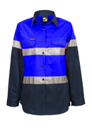 LADIES LIGHTWEIGHT HI VIS TWO TONE LONG SLEEVE VENTED COTTON DRILL SHIRT WITH CSR REFLECTIVE TAPE - NIGHT USE ONLY WSL503