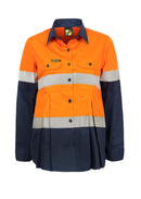 MATERNITY LTWEIGHT HI VIS TWO TONE LONG SLEEVE VENTED COTTON DRILL SHIRT WITH CSR REFLECTIVE TAPE WSL601