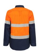 MATERNITY LTWEIGHT HI VIS TWO TONE LONG SLEEVE VENTED COTTON DRILL SHIRT WITH CSR REFLECTIVE TAPE WSL601