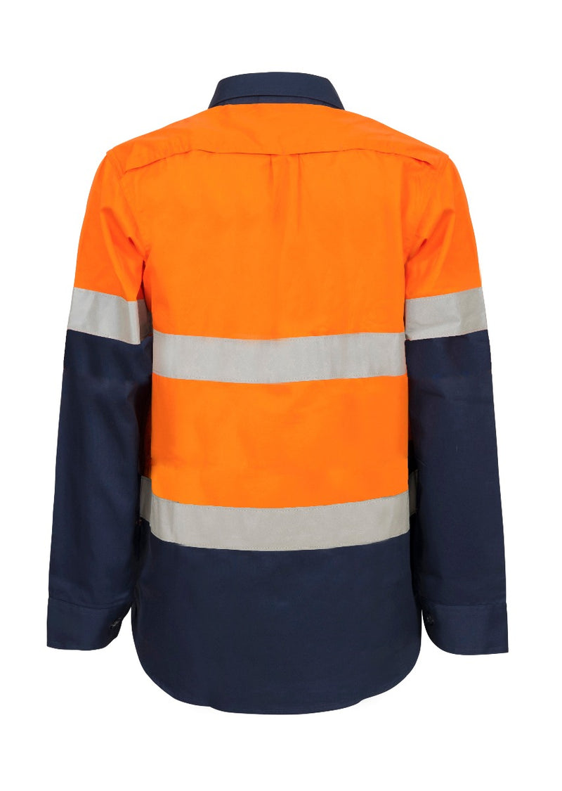 MATERNITY LTWEIGHT HI VIS TWO TONE LONG SLEEVE VENTED COTTON DRILL SHIRT WITH CSR REFLECTIVE TAPE WSL601