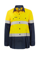 MATERNITY LTWEIGHT HI VIS TWO TONE LONG SLEEVE VENTED COTTON DRILL SHIRT WITH CSR REFLECTIVE TAPE WSL601