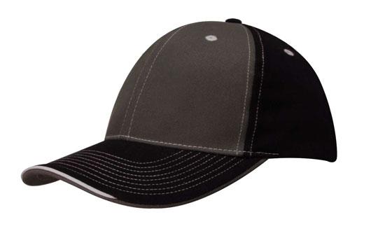 Brushed Heavy Cotton Two Tone Cap with Contrasting Stitching and Open Lip Sandwich