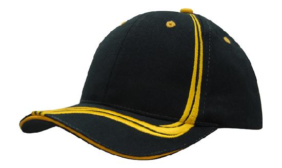 Brushed Heavy Cotton Cap with Waving Stripes on Crown & Peak