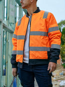 Taped Two Tone Hi Vis Bomber Jacket with Padded Lining BJ6730T