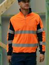 Taped Two Tone Hi Vis Contrast Stretchy 1/4 Zip Pullover BK6817T